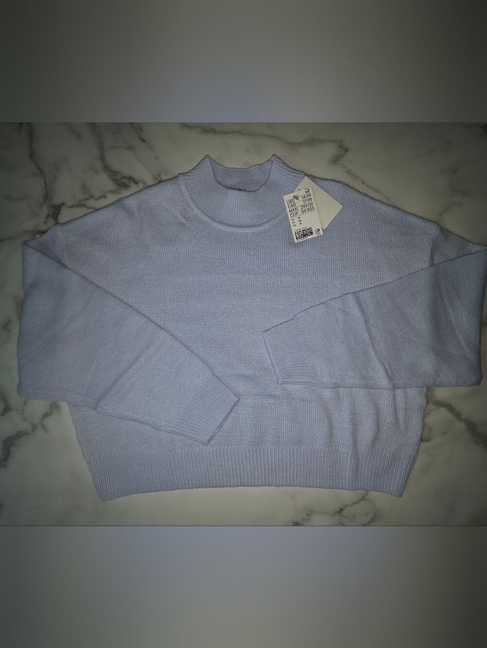 Women’s Lightweight Mock Neck Sweater in Light Blue